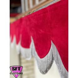 Dutch style pelmet Red with Grey Tassels