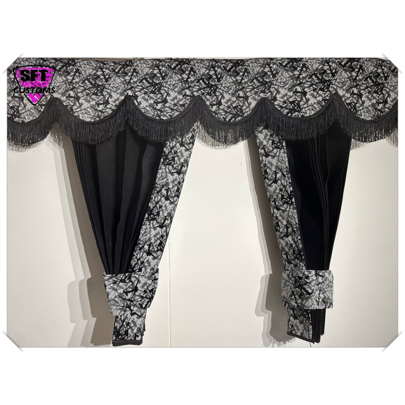 Dutch style curtains Black with Plush Strip