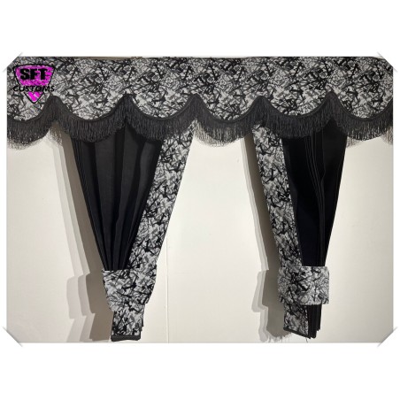 Dutch style curtains Black with Plush Strip