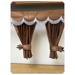 Dutch style curtains Brown with Embroidery