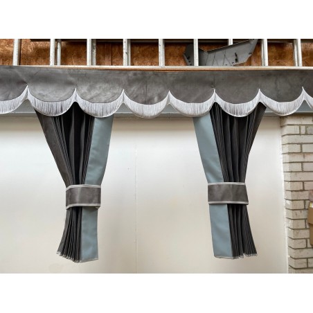 Dutch style curtains Grey with Grey strip