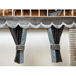 copy of Dutch style curtains Brown with Black strip