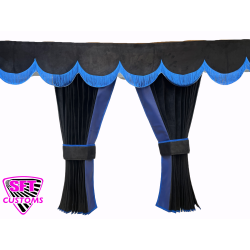 Dutch style curtains Black with Blue Strip