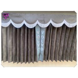 copy of Dutch style curtains Brown with Black strip