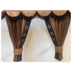 Dutch style curtains Brown with Black Strip and Embroidery