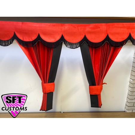 Dutch style curtains Orange with Black Strip