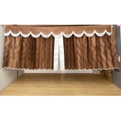 copy of Dutch style curtains Brown with Black strip