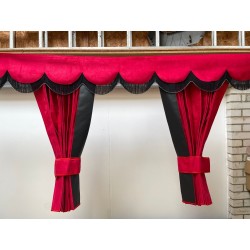 Dutch style curtains Red with Black Strip