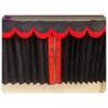 Dutch style curtains Black with Red Strip and Embroidery