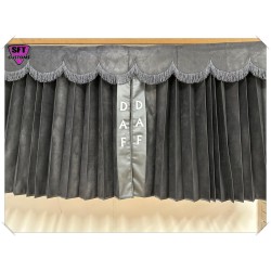 Dutch style curtains Black with Black Strip and Embroidery