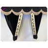 Dutch style curtains Black with Beige Strip and Embroidery