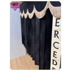 Dutch style curtains Black with Beige Strip and Embroidery