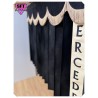 Dutch style curtains Black with Beige Strip and Embroidery