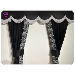 DUTCH STYLE TRUCK CURTAINS BLACK GREY DANISH PLUSH