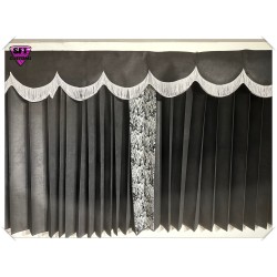 copy of Dutch style curtains Brown with Black strip