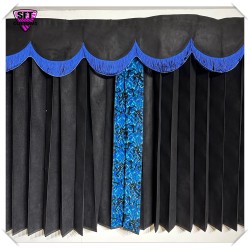 DUTCH STYLE TRUCK CURTAINS BLACK BLUE DANISH PLUSH