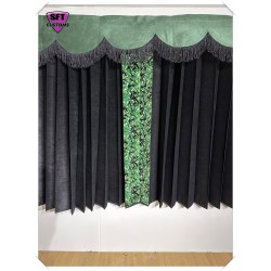 DUTCH STYLE TRUCK CURTAINS BLACK GREEN DANISH PLUSH