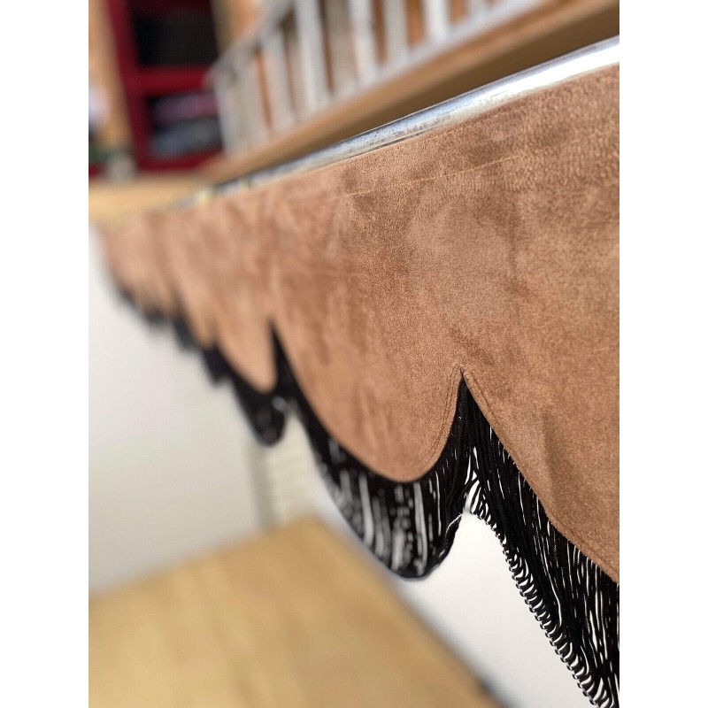 copy of Dutch style curtains Brown with Black strip