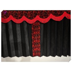 DUTCH STYLE TRUCK CURTAINS WITH RED DANISH PLUSH